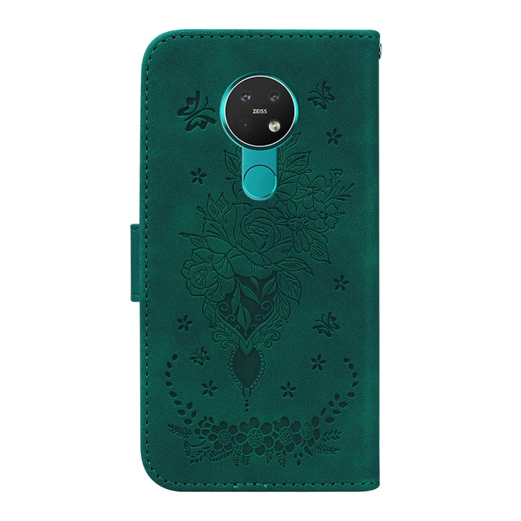 For Nokia 6.2 / 7.2 Butterfly Rose Embossed Leather Phone Case
