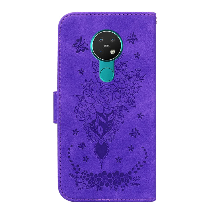 For Nokia 6.2 / 7.2 Butterfly Rose Embossed Leather Phone Case