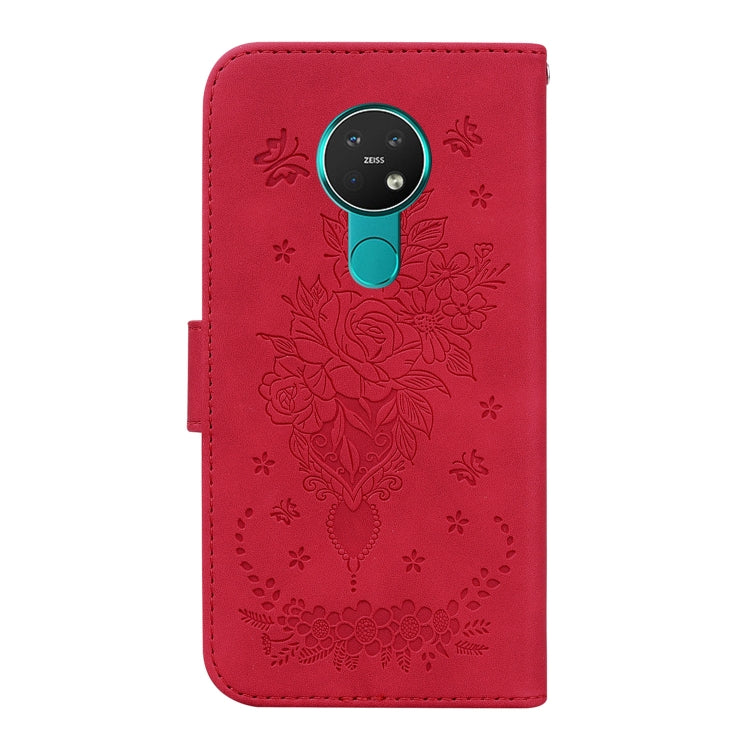 For Nokia 6.2 / 7.2 Butterfly Rose Embossed Leather Phone Case