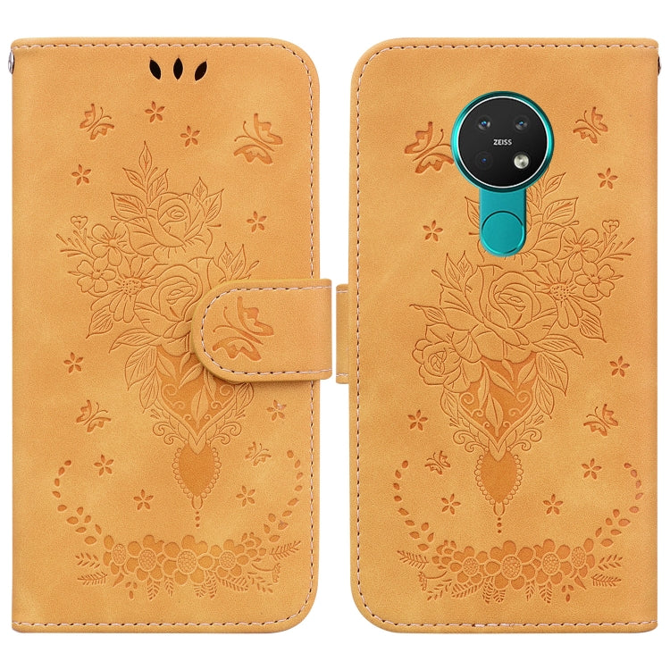 For Nokia 6.2 / 7.2 Butterfly Rose Embossed Leather Phone Case
