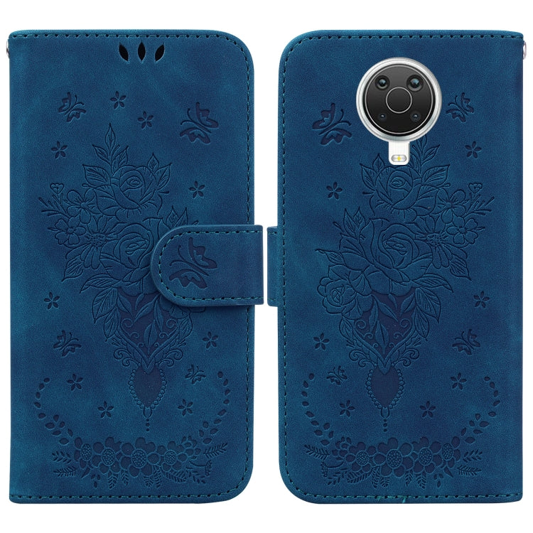 For Nokia G10 / G20 Butterfly Rose Embossed Leather Phone Case