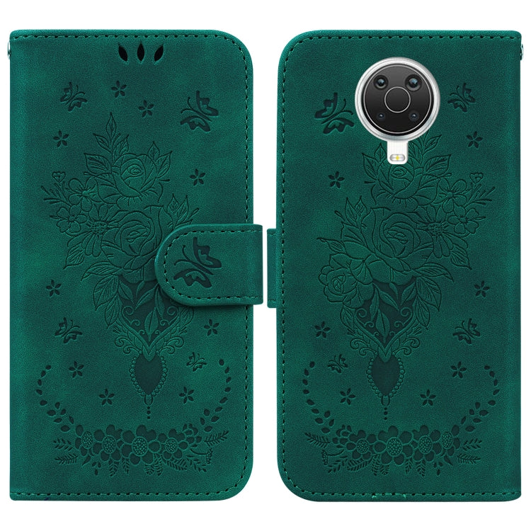 For Nokia G10 / G20 Butterfly Rose Embossed Leather Phone Case
