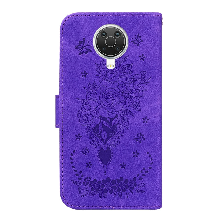 For Nokia G10 / G20 Butterfly Rose Embossed Leather Phone Case