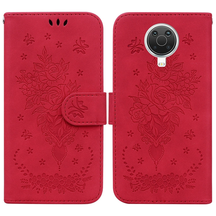 For Nokia G10 / G20 Butterfly Rose Embossed Leather Phone Case