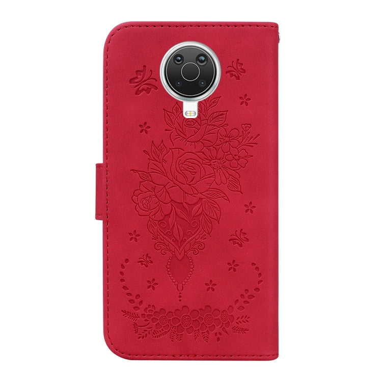 For Nokia G10 / G20 Butterfly Rose Embossed Leather Phone Case