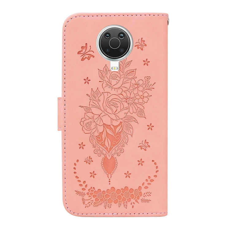 For Nokia G10 / G20 Butterfly Rose Embossed Leather Phone Case