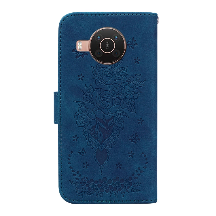 For Nokia X10 / X20 Butterfly Rose Embossed Leather Phone Case