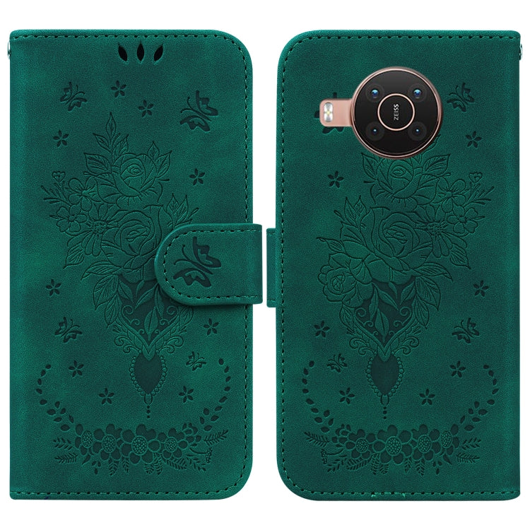 For Nokia X10 / X20 Butterfly Rose Embossed Leather Phone Case