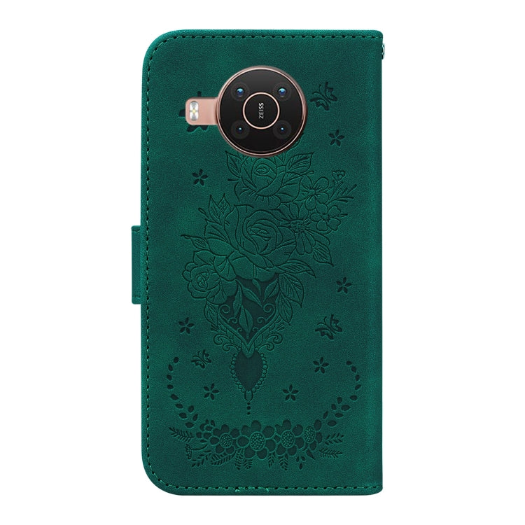 For Nokia X10 / X20 Butterfly Rose Embossed Leather Phone Case