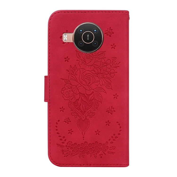 For Nokia X10 / X20 Butterfly Rose Embossed Leather Phone Case