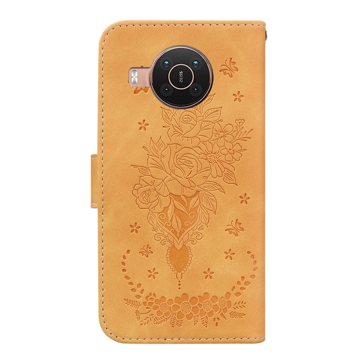 For Nokia X10 / X20 Butterfly Rose Embossed Leather Phone Case