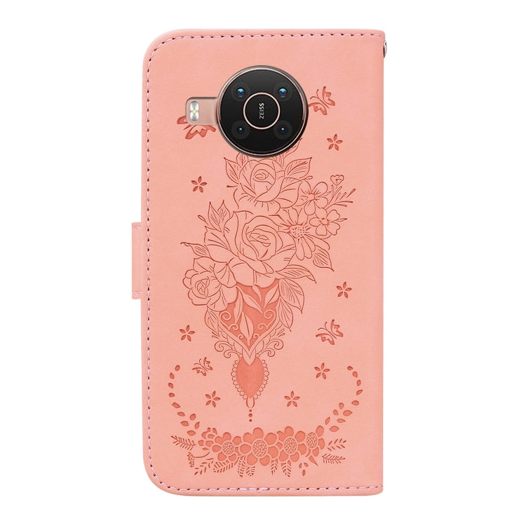 For Nokia X10 / X20 Butterfly Rose Embossed Leather Phone Case