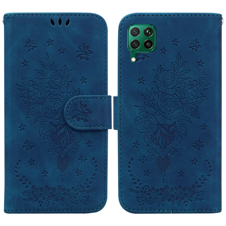 For Huawei P40 Lite / nova 6 SE / nova 7i Butterfly Rose Embossed Leather Phone Case