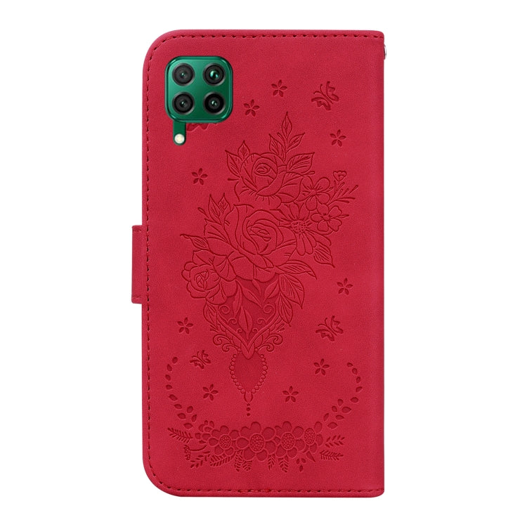 For Huawei P40 Lite / nova 6 SE / nova 7i Butterfly Rose Embossed Leather Phone Case