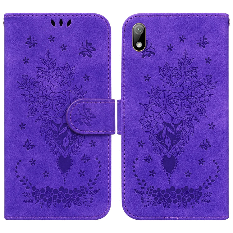 For Huawei Y5 2019 / Honor 8S Butterfly Rose Embossed Leather Phone Case