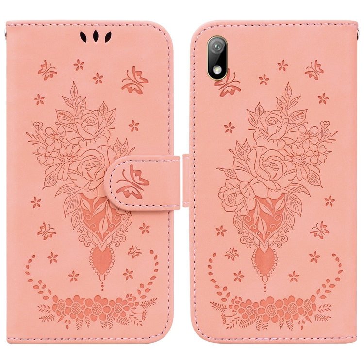 For Huawei Y5 2019 / Honor 8S Butterfly Rose Embossed Leather Phone Case
