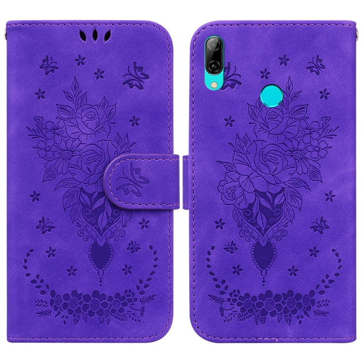 For Huawei P Smart 2019 / Honor 10 Lite Butterfly Rose Embossed Leather Phone Case
