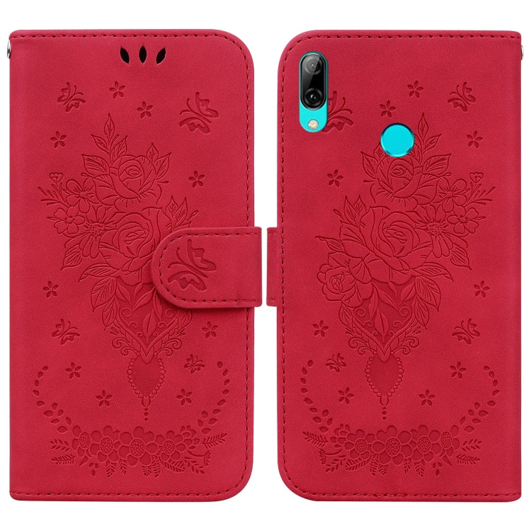 For Huawei P Smart 2019 / Honor 10 Lite Butterfly Rose Embossed Leather Phone Case