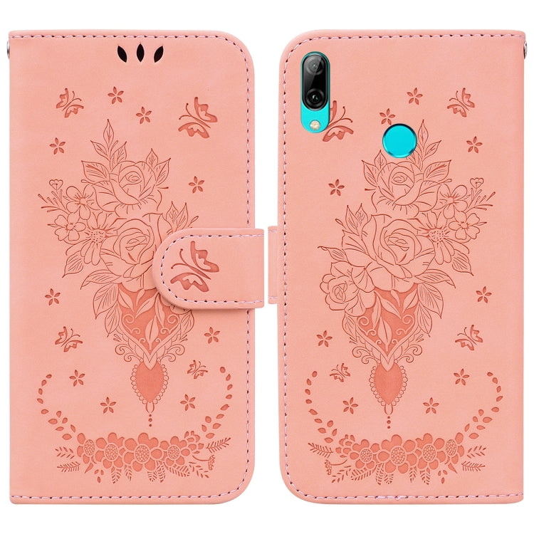 For Huawei P Smart 2019 / Honor 10 Lite Butterfly Rose Embossed Leather Phone Case