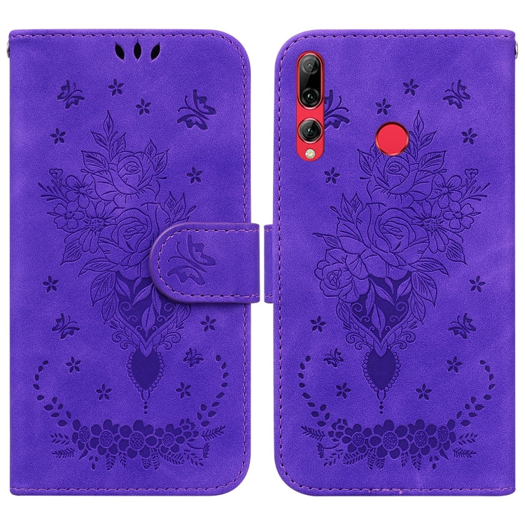 For Huawei P Smart Z / Y9 Prime 2019 Butterfly Rose Embossed Leather Phone Case