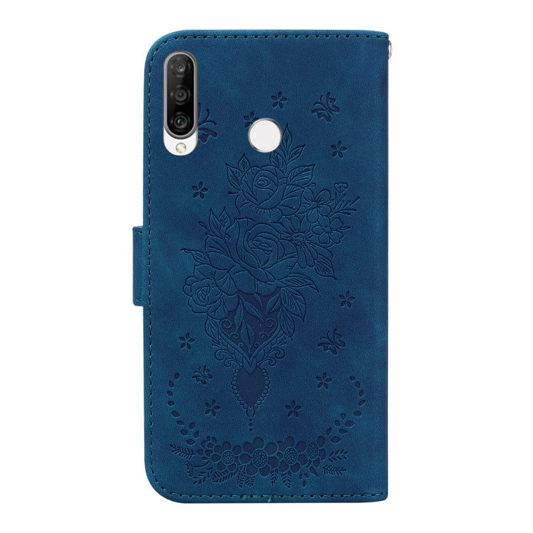 For Huawei P30 Lite / nova 4e Butterfly Rose Embossed Leather Phone Case