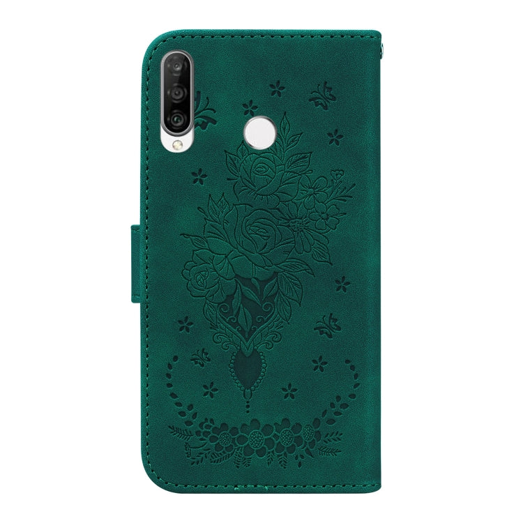 For Huawei P30 Lite / nova 4e Butterfly Rose Embossed Leather Phone Case