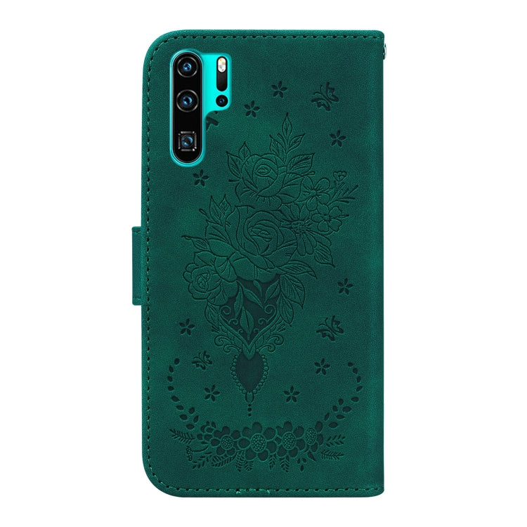 For Huawei P30 Pro Butterfly Rose Embossed Leather Phone Case