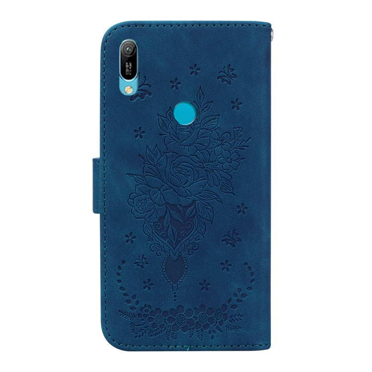For Huawei Y6 2019 Butterfly Rose Embossed Leather Phone Case