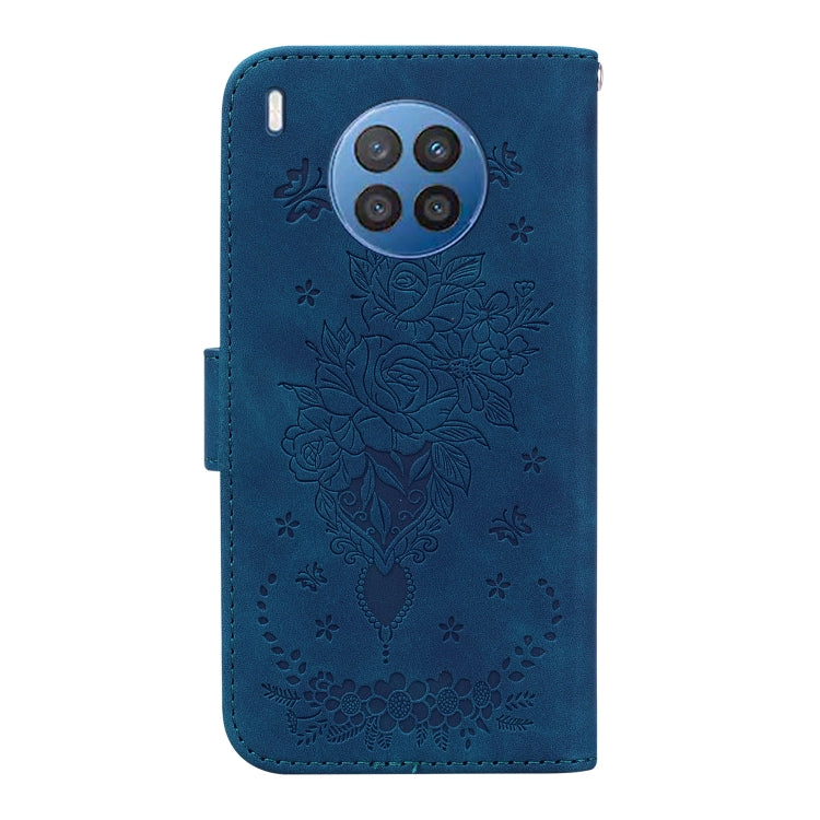 For Huawei nova 5i / Honor 50 Lite Butterfly Rose Embossed Leather Phone Case
