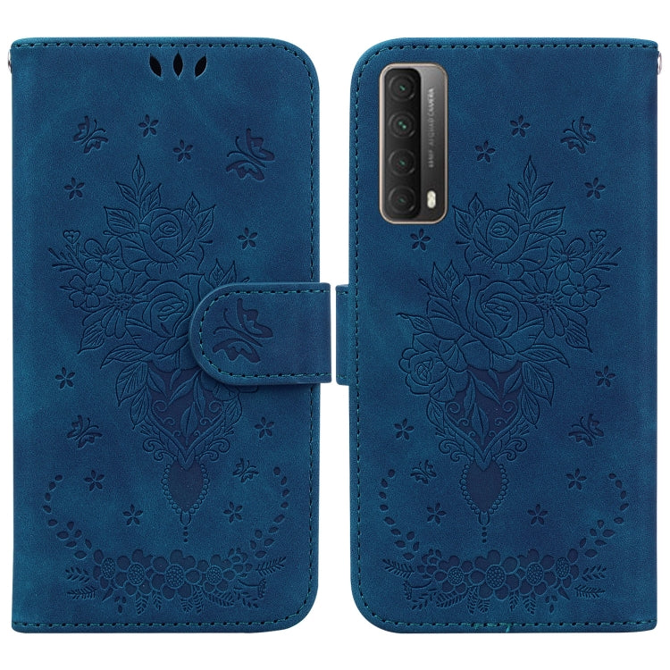 For Huawei P Smart 2021 / Y7a Butterfly Rose Embossed Leather Phone Case