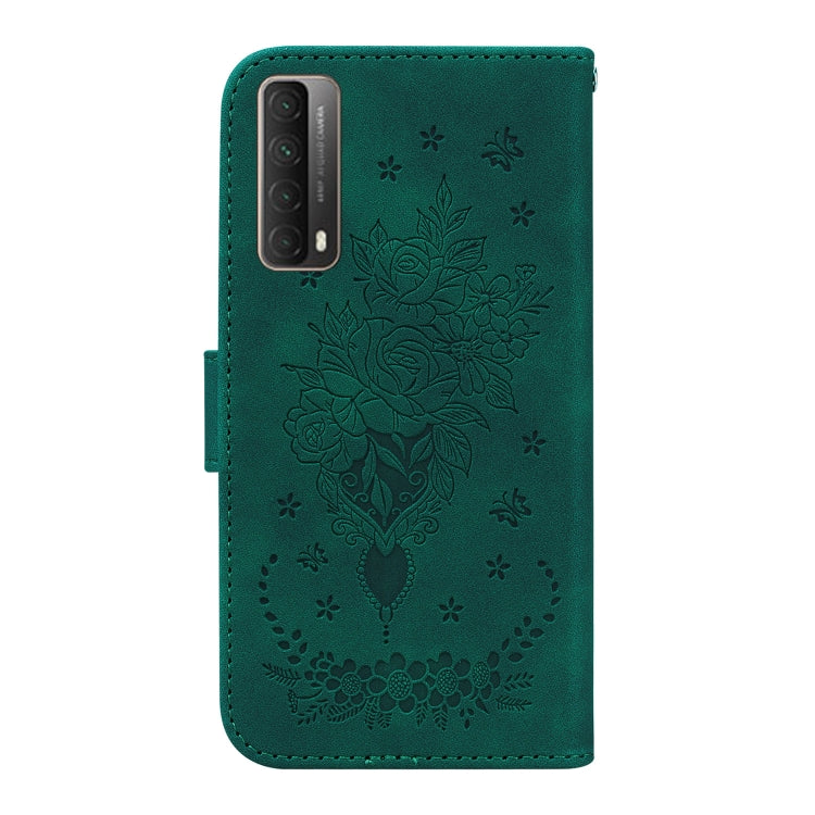 For Huawei P Smart 2021 / Y7a Butterfly Rose Embossed Leather Phone Case