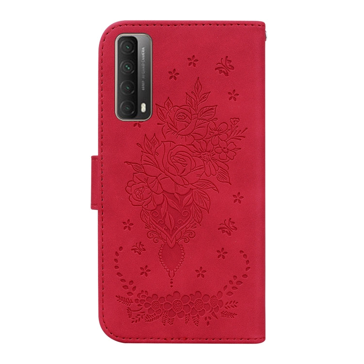 For Huawei P Smart 2021 / Y7a Butterfly Rose Embossed Leather Phone Case