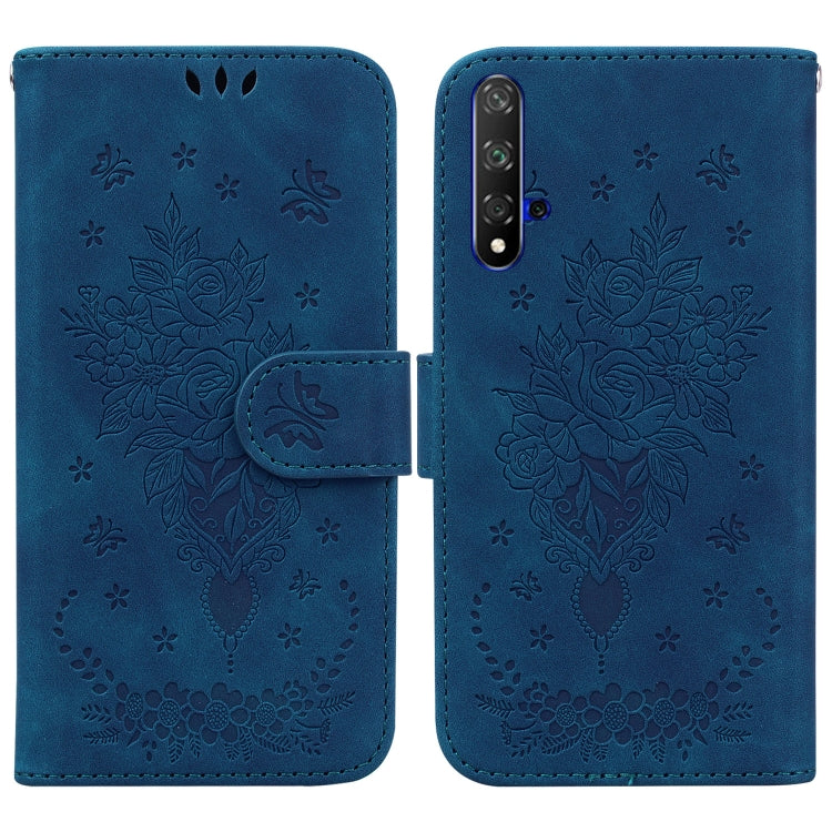 For Honor 20 / Huawei nova 5T Butterfly Rose Embossed Leather Phone Case