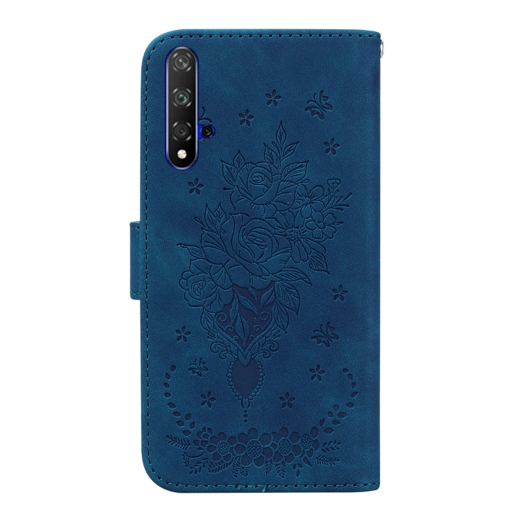 For Honor 20 / Huawei nova 5T Butterfly Rose Embossed Leather Phone Case