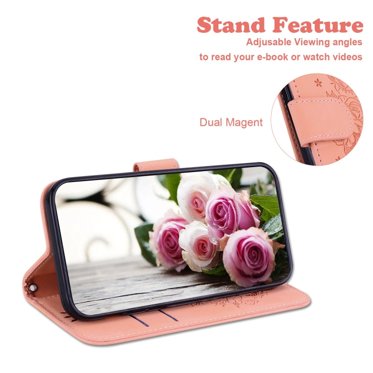 For iPhone 12 Pro Max Butterfly Rose Embossed Leather Phone Case