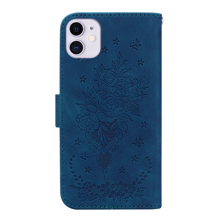 For iPhone 11 Butterfly Rose Embossed Leather Phone Case
