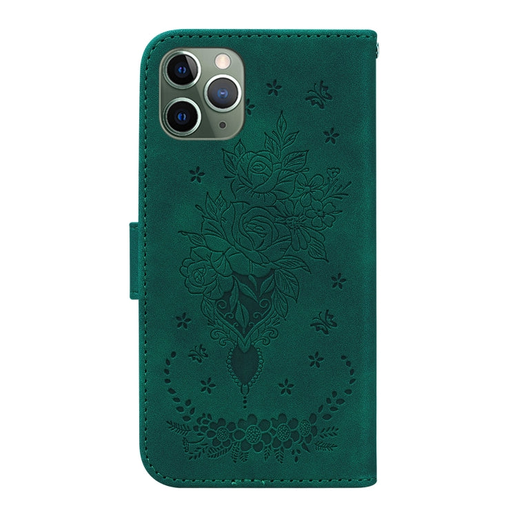 For iPhone 11 Pro Butterfly Rose Embossed Leather Phone Case