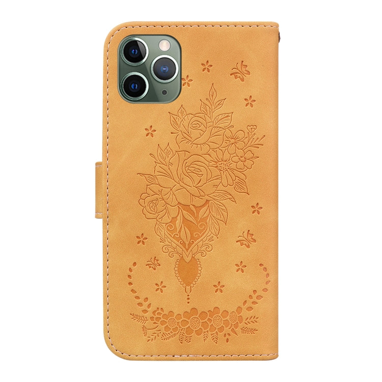 For iPhone 11 Pro Butterfly Rose Embossed Leather Phone Case