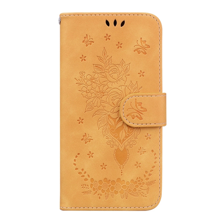 For iPhone 13 mini Butterfly Rose Embossed Leather Phone Case