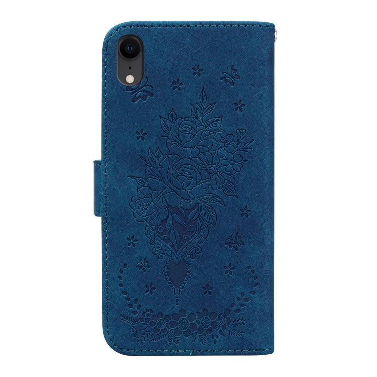 For iPhone XR Butterfly Rose Embossed Leather Phone Case