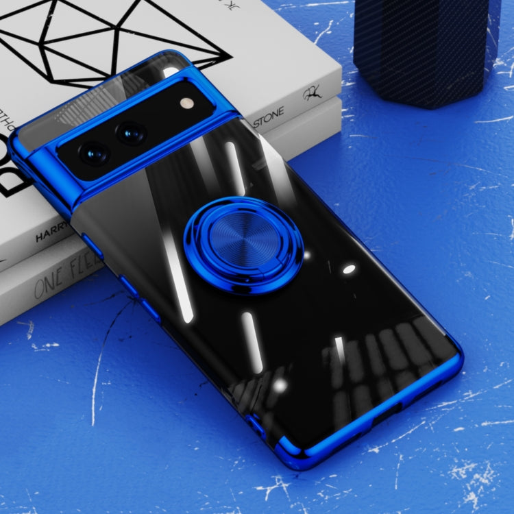 For Google Pixel 7 5G Electroplating Ring Holder Transparent Phone Case