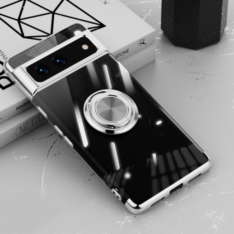For Google Pixel 7 Pro 5G Electroplating Ring Holder Transparent Phone Case