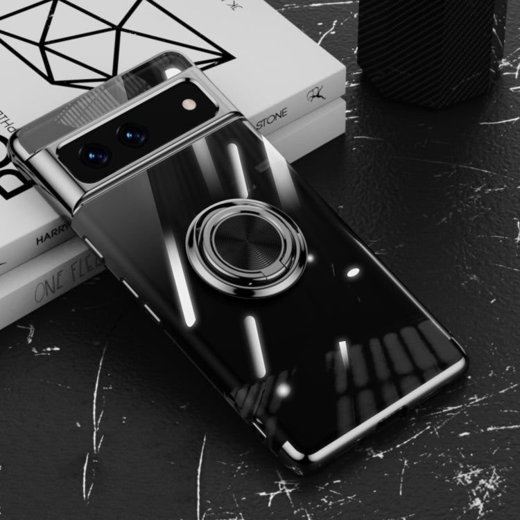 For Google Pixel 7 Pro 5G Electroplating Ring Holder Transparent Phone Case