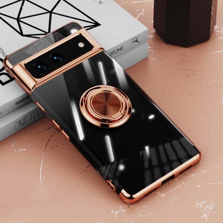 For Google Pixel 7 Pro 5G Electroplating Ring Holder Transparent Phone Case