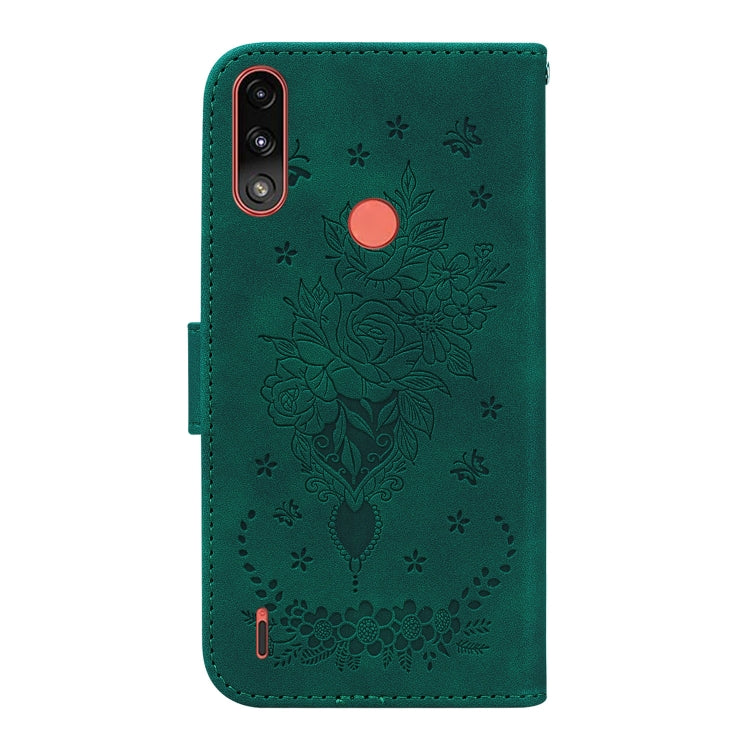 For Motorola Moto E7 Power / E7i Power Butterfly Rose Embossed Leather Phone Case