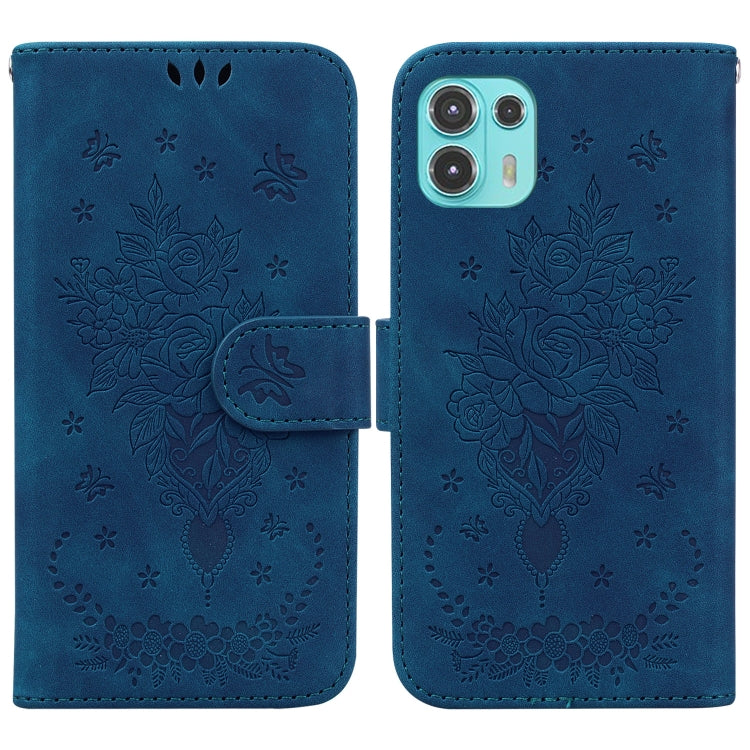 For Motorola Edge 20 Lite Butterfly Rose Embossed Leather Phone Case
