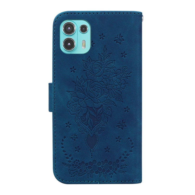 For Motorola Edge 20 Lite Butterfly Rose Embossed Leather Phone Case