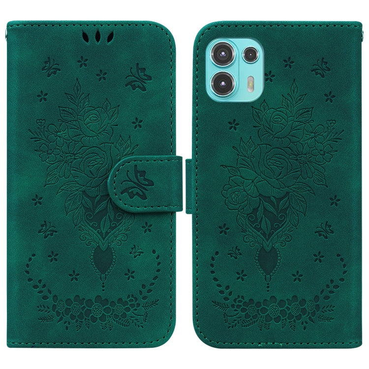 For Motorola Edge 20 Lite Butterfly Rose Embossed Leather Phone Case