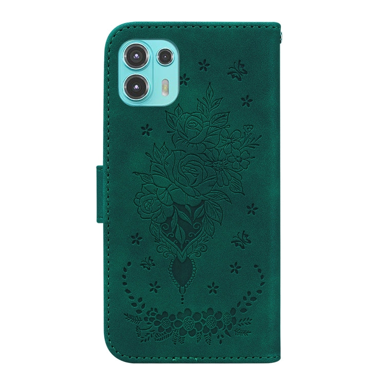 For Motorola Edge 20 Lite Butterfly Rose Embossed Leather Phone Case