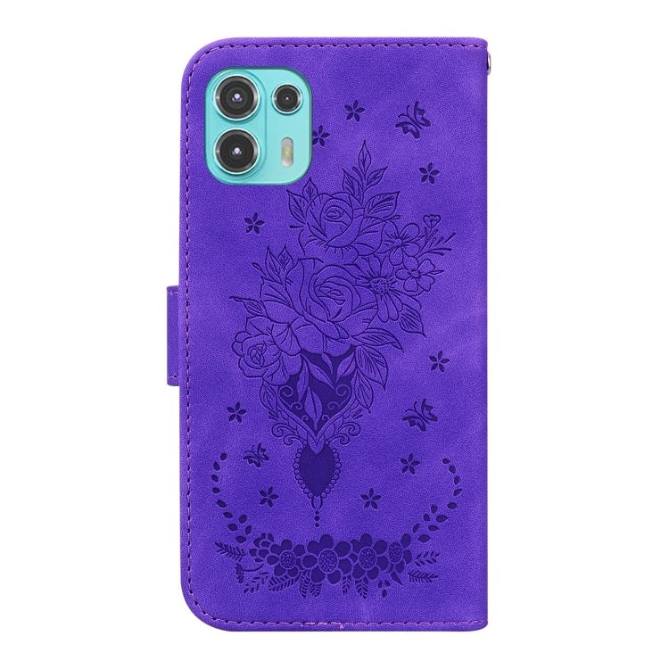 For Motorola Edge 20 Lite Butterfly Rose Embossed Leather Phone Case
